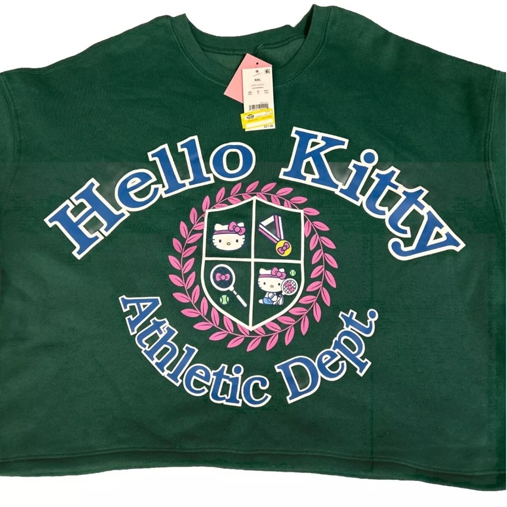 Hello Kitty By Sanrio Long Sleeve Crop Sweatshirt Green/Blue/Pink Size XXL